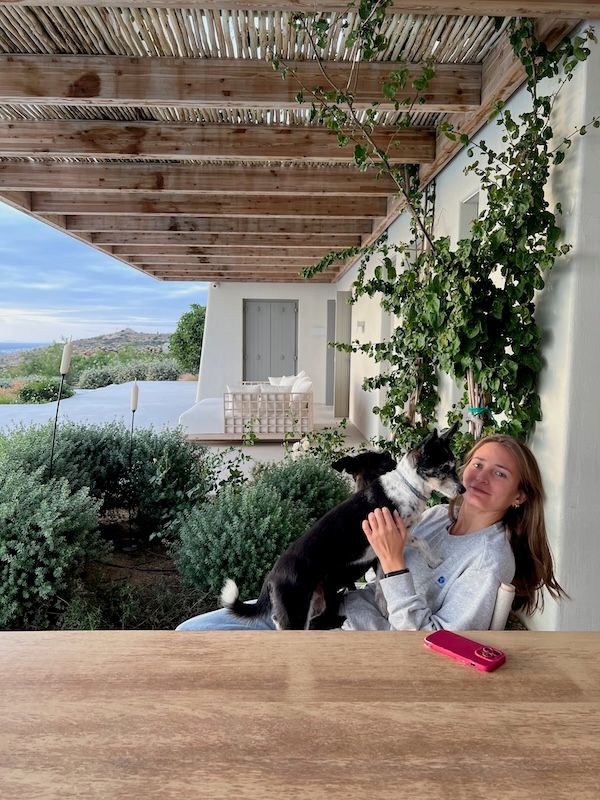 Bian with dogs in Naxos